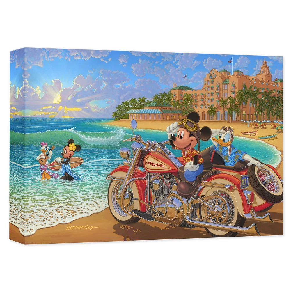 Disney Mickey Mouse And Friends ''Where The Road Meets The Sea'' Giclée On Canvas By Manuel Hernandez