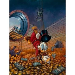Disney Scrooge McDuck ''Diving In Gold'' By Rodel Gonzalez Canvas Artwork – Limited Edition