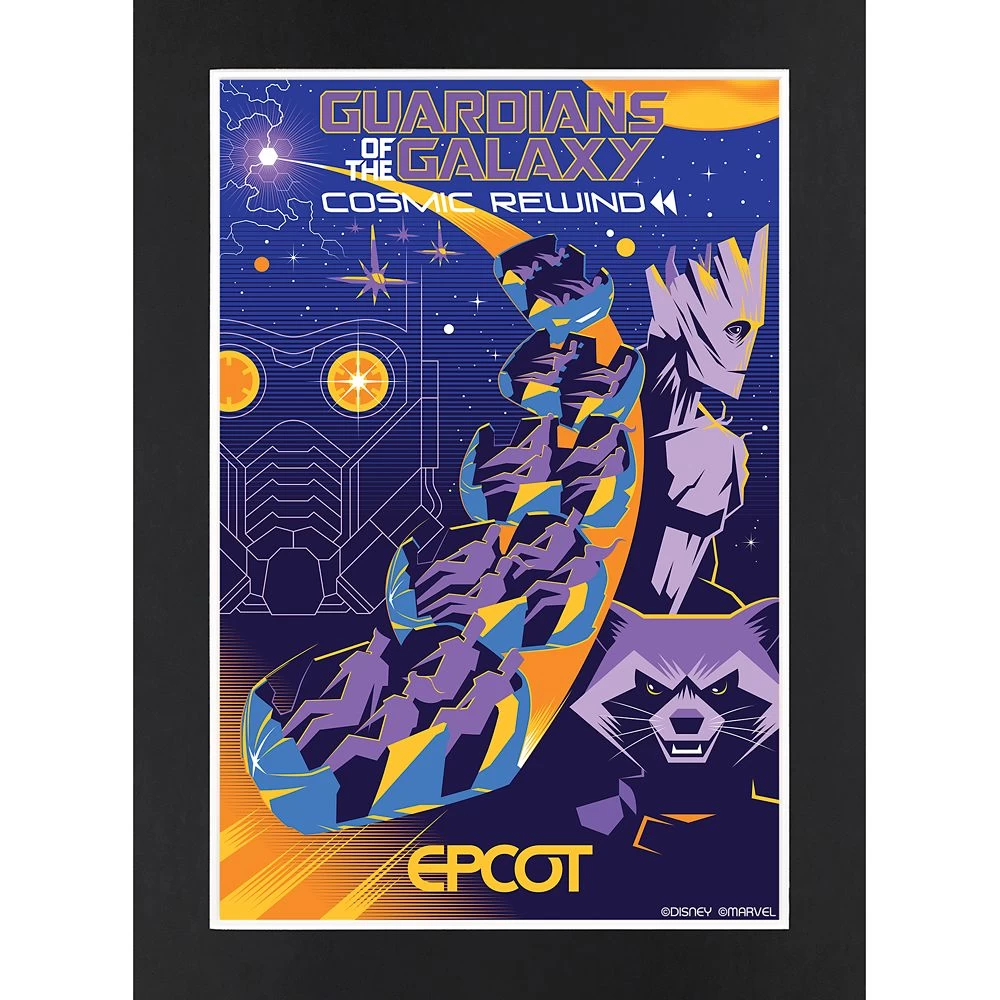 Disney EPCOT Guardians Of The Galaxy Cosmic Rewind Matted Print