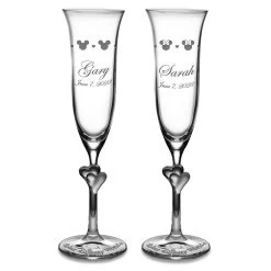 Disney Mickey And Minnie Mouse Glass Flutes By Arribas – Personalized